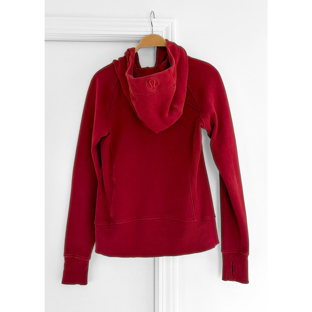 Lululemon Scuba Full Zip Hoodie Jacket in Dark Sport Red Cotton Fleece Athletic - Picture 10 of 11